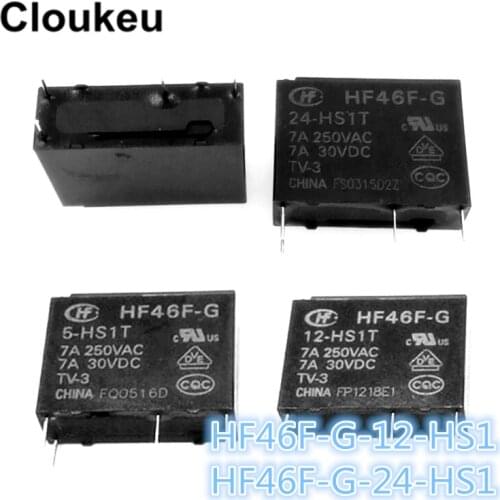 100Pcs Relay DIP4 HF46F-G-12-HS1 HF46F-G-24-HS1 12V 24V 7A
