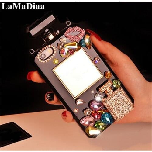 Luxury Bling Crystal Diamond Chain Handbag Perfume Bottle Lanyard Case For SamsungS7 S8 S9 S10 PLUS Note5 8 9 10 Plus Phone Case