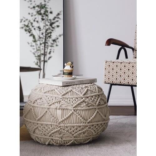 Nordic Hand-Woven Low Stool Thick Wool Line Futon Stool Footstool Creative Lazy Stool