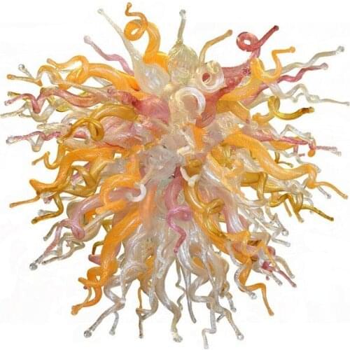 Contemporary Gold Ceiling Decor Chandelier Lighting LED Bulbs Mouth Blown Murano Glass Chihuly Chandelier for Sale