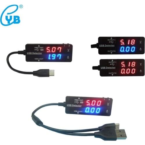 YB26VA USB Detector Voltmeter Ammeter Battery Capacity Monitor Power Tester Discharge Resister Voltage Current Meter USB Tester