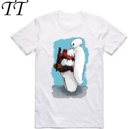 Deadpool Cartoon Printed Men Women Funny T Shirt Summer Short Sleeve O-Neck Superhero White T-shirts Men Fitness Hipster Clothes