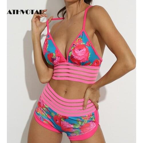 ATHVOTAR Two Piece Set Shorts Sets Womens Summer Suit Sleeveless Crop Top Pants Set Floral Print Suits Tracksuit Women