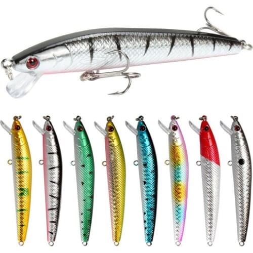 1 Pcs/lot 10cm 8.7g Wobbler Fishing Lure Minnow Hard Bait With 3 Fishing Hooks 3D Eyes Bass Trolling Isca Artificiail Tackle