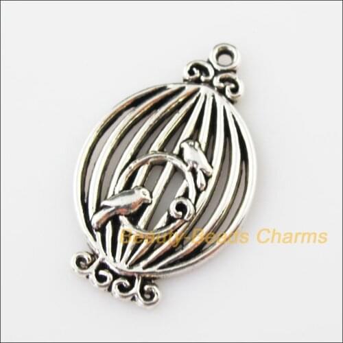 10 New Animal Charms Tibetan Silver Tone Flower Birdcage Pendants 21x34mm