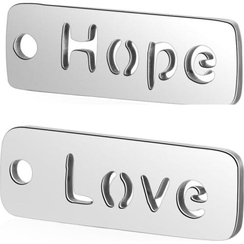 10pcs Dream Faith Happy Love Hope Tag Charm Wholesale 100% Stainless Steel DIY Charms Quality Pendants Jewelry Making Findings