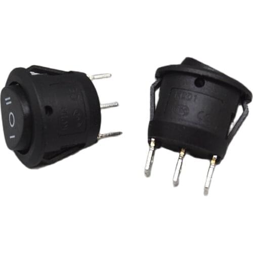 100PCS KCD1-105 XL601-105 3PIN Rocker Switch ON-OFF-ON 36A/250v 10A/125V 20mm Round button switches Black ROHS Dropshipping