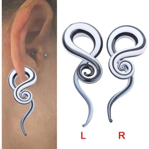 2pcs Glass Ear Spiral Taper Gauge Ear Plug and Tunnels Flesh Glass Gauge Ear Stretching Expander Piercings Body Jewelry Piercing