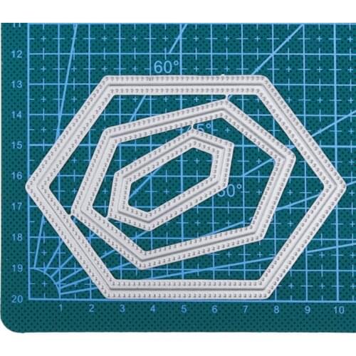 3pcs/Set Elongated Dotted Hexagons Metal Cutting Dies Stencil for DIY Scrapbooking Photo Album Embossing Paper Cards Decor Craft