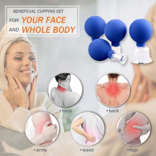 4pc Rubber Vacuum Cans Chineses Cupping Massage Cups Anti Cellulite Cupping Massage Vacuum Therapy Set of Family Body Massage