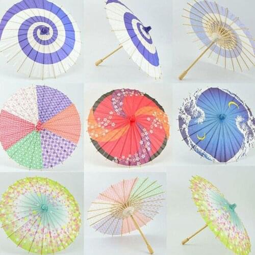 50pcs/lot 30cm Children Style Japanese Paper Umbrella Mini Hand-painted Long-straight Craft Parasols Home Decoration