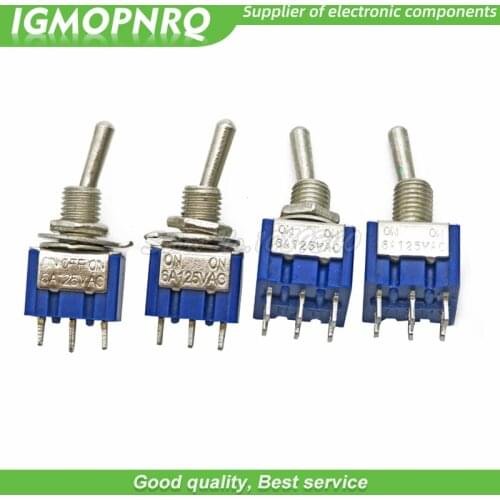 50PCS MTS-102 MTS-103 MTS-202 MTS-203 6A 125V Mini 3/6PIN ON-OFF/ON-OFF-ON Toggle Switches For Switching Lights Motors IGMOPNRQ
