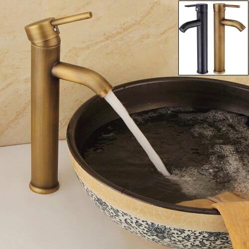 Free Shipping Biggers Stainless Steel Black / Copper Antique Bathroom Basin Faucet Single Handle Cold And Hot Water Mixer Tap