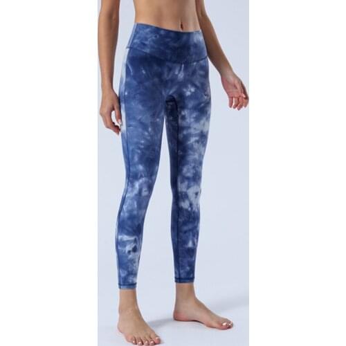 2021 Spring Summer New Nude No T Line Yoga Pants Women High Waist Elasticity Tie-Dye Printing Gym Running Fitness Pants