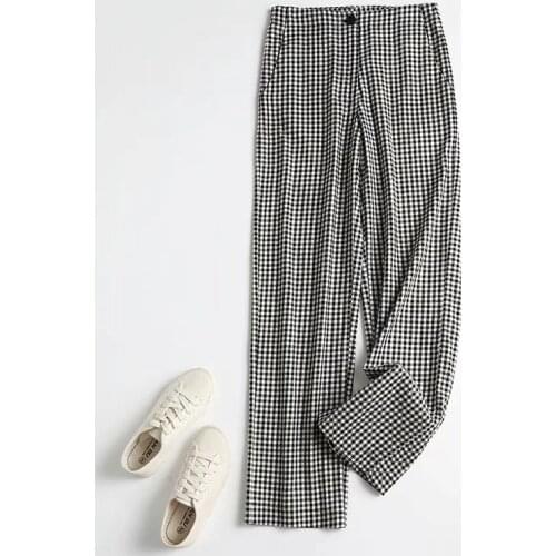 Daveanddi Women's Plaid Trousers