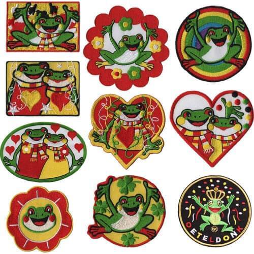Frog Carnival for Netherland Patch Embroidered Badges Stripes On Clothing Kids Cartoon Animal Iron On Patches For Childs Clothes