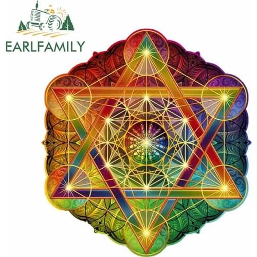 EARLFAMILY 13cm x 11.9cm for Luminous Six Pointed Star Shape Personality Car Sticker Cartoon Decal for Motorcycle Windshield