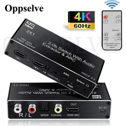 HDMI-compatible Audio Extractor With ARC& IR Control 4K 60Hz HDMI-compatible 2.0b Switcher HDR Splitter For Laptop Multimedia