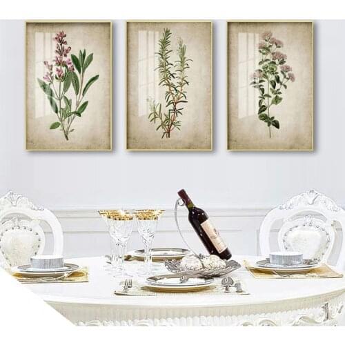 Painting Retro Wall Pictures Home Art Wall Decor Vintage Herb Art Canvas Poster And Prints , Oregano Rosemary Sage Thyme Canvas
