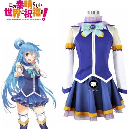 KonoSuba Gods Blessing on this Wonderful World Aqua Tops Dress Uniform Outfit Anime Cosplay Costumes