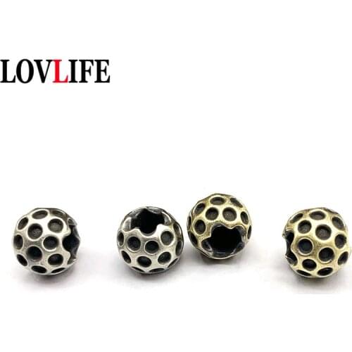 Brass Irregular Round Beads Accessories DIY Paracord Woven Rope Lanyard Hanging Parts EDC Outdoor Tool Parts Keychains Pendants