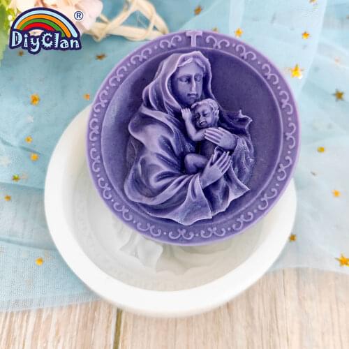 Madonna Silicone Molds For Cake Pudding Mother Son Chocolate Soap Mold Salt Sculpture Of Relief Christian Crafts Mould S0100MZ
