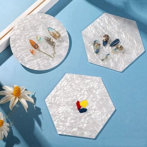1pc Nail Art Palette Shell Piece False Nail Tips Display Board Gel Polish Color Mixing Hexagon/Round/Square Photo Props Tools