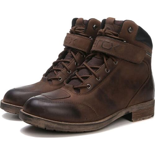 ARCX Retro Botas De Moto Leather Motorcycle Boots Men Racing Motorbike Chopper Cruiser Touring Biker Vintage Leisure Shoes