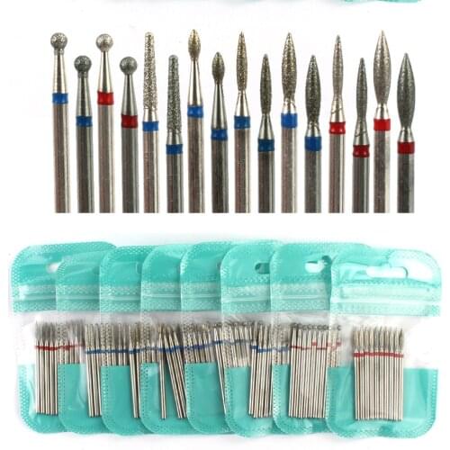 10pcs/Set Diamond Nail Drill Bit Set Milling Cutter For Manicure Electric Machine Cuticle Clean Burr Nail Art Equipment