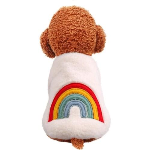 New Fashion Pet Dog Cat Autumn And Winter Warm Clothes Cat Cat Costume Four-Color Love Vest Rainbow Teddy Clothes