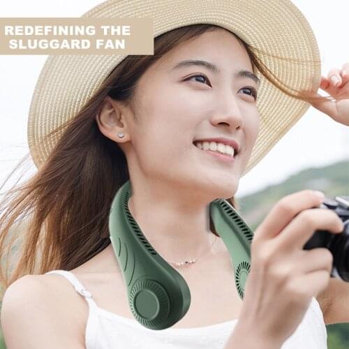 2021 New Portable Hanging Neck Fan Bladeless Fan Personal Wearable Neckband Leafless Fan USB Rechargeable Fan Mini Necklace Fan