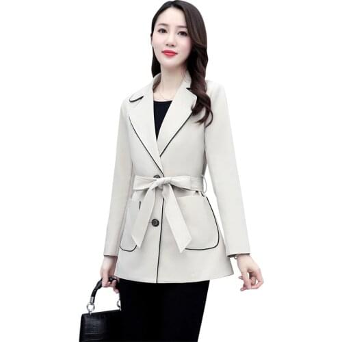 2021 New Womens Trench Coat Spring Autumn Long Sleeve pocket Short Coat Female Windbreaker High-end Quality Lining Coat Women