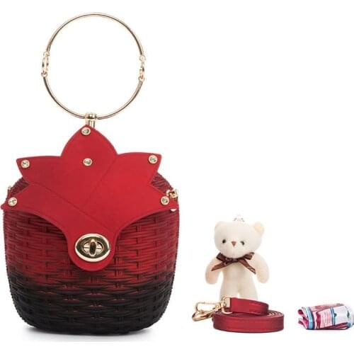 2021 Summer New Braided Womens Stiletto Bag Korean Version of The Matte One-shoulder Bag PVC Bump Bucket Bag