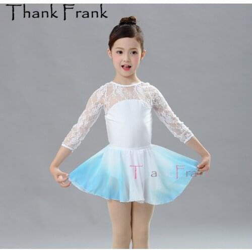 New Girls Ballet Dress Women Gymnastic Leotards Lace Skirted Leotard Long Sleeve Kids Toddler Figure Ice Skating Dance Dresses