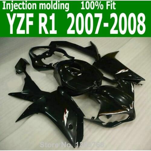 Fairings body kitFor YAMAHA YZF R1 07 08 ( Glossy Black ) FREE SHIPPING Injection fairing kit CQ09