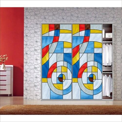 Custom Size Window Film Static Cling Opaque Frosted Peacock Colorful Stone Rhombus Tint-Film Recyclable Removable 40cmx100cm