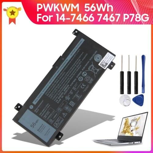 Original Replacement Battery PWKWM For DELL Inspiron14-7466 7467 7000 P78G 7467-D1545B/R D1745B/R 56wh 15.2V