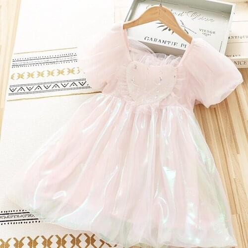 3-10 Years High Quality Summer Girl Dress 2021 New Lace Chiffon Flower Draped Ruched Kid Children Clothing Girl Princess Dress