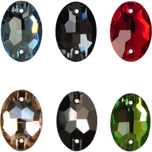 Oval Rhinestones Glass Crystal AB Amethyst Emerald Sew On Rhinestone Sewing Strass Craft Rhinestone For Garment Decoration