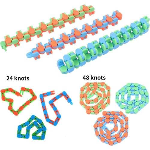 1pcs Plastic Multicolor Wacky Tracks Snap And Click Fidget Toy Kids Autism Snake Puzzles Classic Sensory Toys Random Color