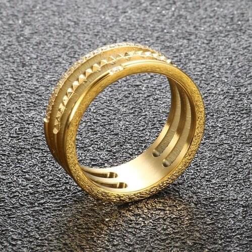 Simple Unisex Rhinestones Rings Luxury Women Men Stainless Steel CZ Crystal Party Elegant Engagement Wedding Finger Jewelry Gift