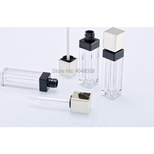 Empty Lip Gloss Tubes 4.5ML Square Lip Gloss Container Lip Glaze Bottle Liquid Lipstick Packaging Gold Lid Lipgloss Tube 100pcs