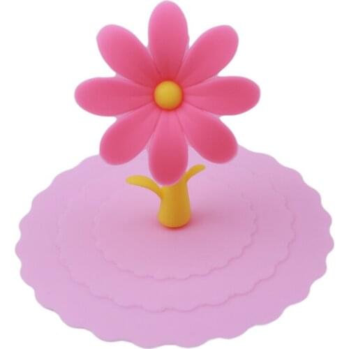 5 Colors Creative Anti-dust Silicone Cup Cover Silicone Lovely Sun Flower Cup Cover Coffee Cup Suction Seal Lid Cap