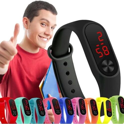 Silicone LED Display Waterproof Watch Digital Wristwatch Kids Students Gifts d88