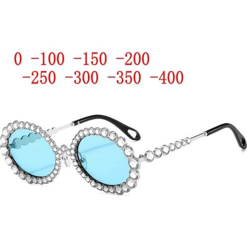 0 -0.5 -0.75 To -4 Diamond Frame Photochromism Myopia Glasses women Sun Discoloration Short-sighted Blue Eyeglasses Women NX