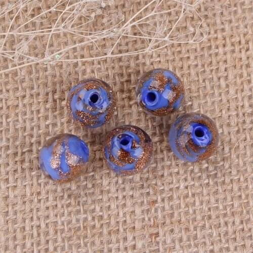 Lampwork Glass Beads Round Black Glitter About 12mm( 4/8") Dia, Hole: Approx 2.2mm, 10 PCs