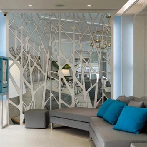 Mirror Decorative Wall Sticker Fashion Living Room Bedroom Decoration Europe Style Wall Decals Art Door Tree Sticker