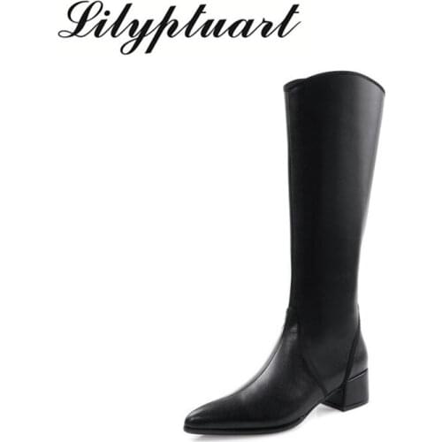 2019 autumn and winter new style with pointed womens boots fashion color matching high boots large size knight boots women