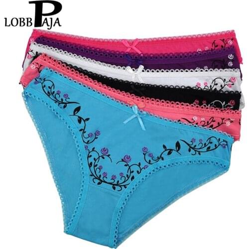 LOBBPAJA Women Panties Everyday Style Cotton Underwear Girls Briefs Lingerie Knickers Ladies 5pcs/lot SIZE M L XL