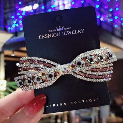 Crystal Pearl Big Bow Hair Clips For Women High-end Flower Hair Accessories Rhinestone Hairpins Bows Flower Hairgirps Barrette